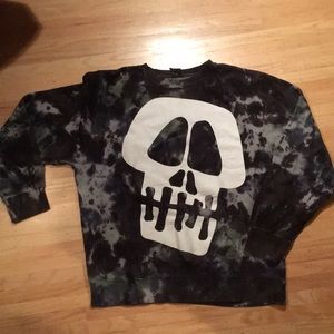Dark Tie-Dye Stussy Crewneck Skull Sweatshirt